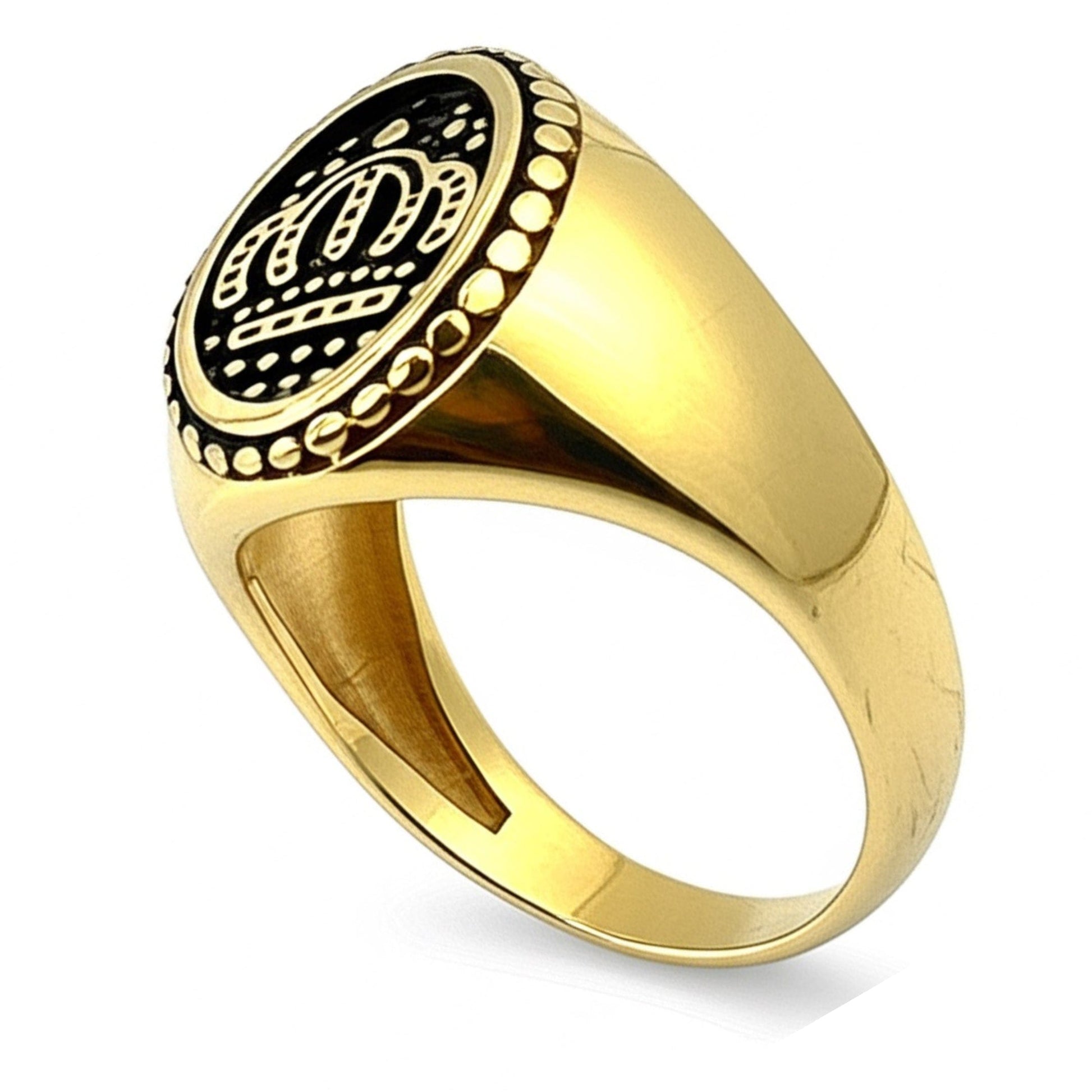 THE MEN THING Rings Royal Series - GOLDEN REIGN RING - Pure Stainless Steel Men’s Gold Black-Plated Ring – Statement Luxury Jewelry (Size : 19-24)
