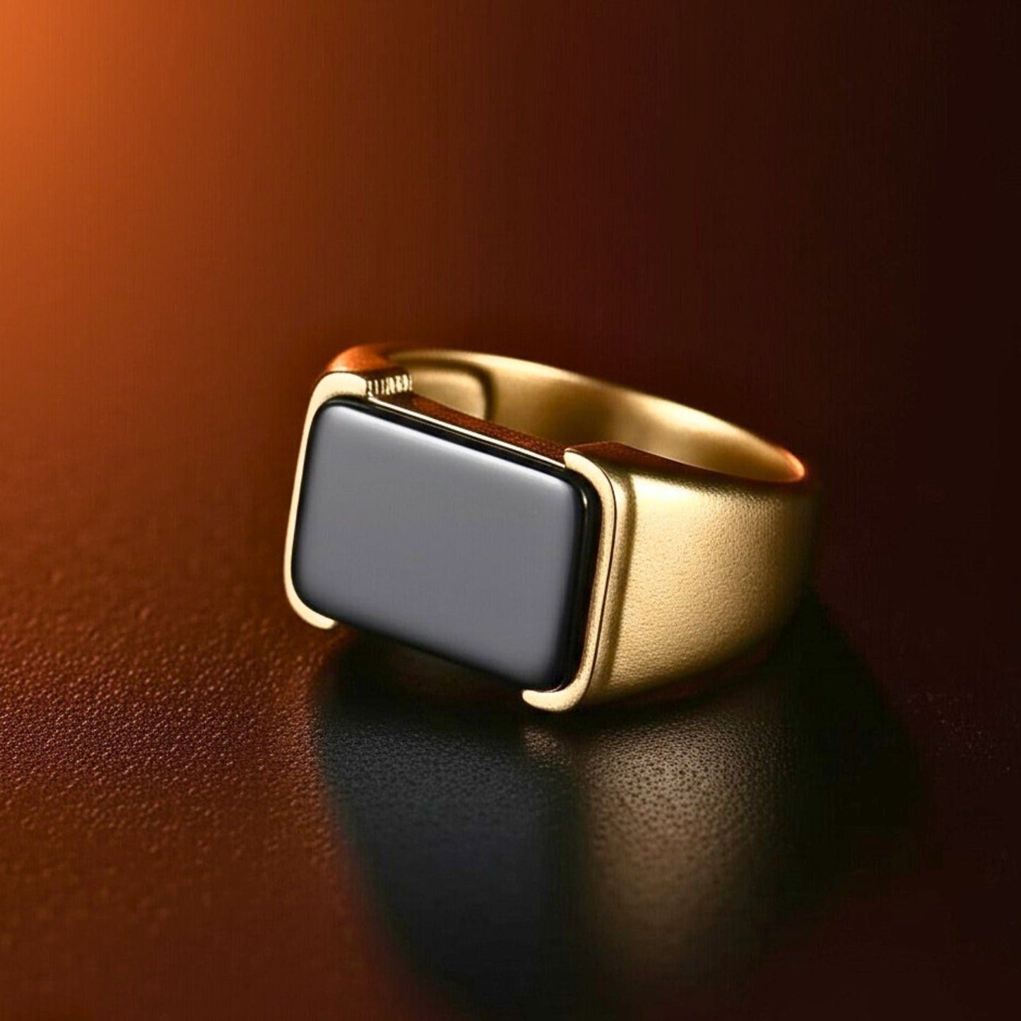 THE MEN THING Rings Royal Series - GOLDEN SPECTER RING - Pure Stainless Steel Men’s Steel-Plated Ring – Statement Luxury Jewelry (Size : 16-19-22)