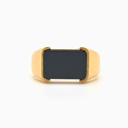 THE MEN THING Rings Royal Series - GOLDEN SPECTER RING - Pure Stainless Steel Men’s Steel-Plated Ring – Statement Luxury Jewelry (Size : 16-19-22)