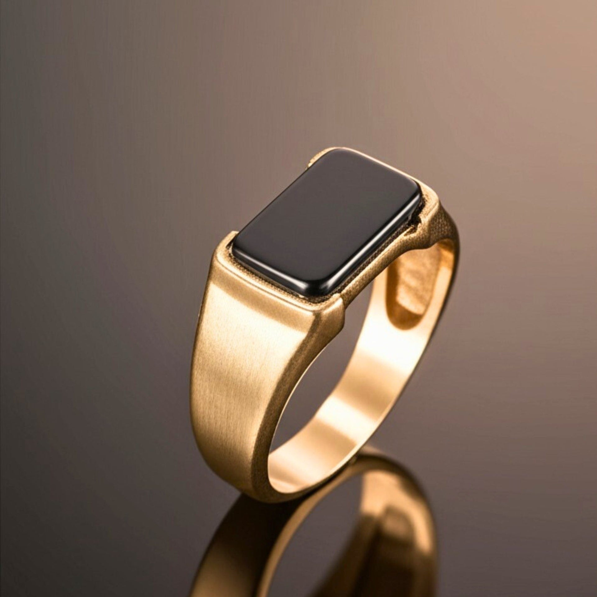 THE MEN THING Rings Royal Series - GOLDEN SPECTER RING - Pure Stainless Steel Men’s Steel-Plated Ring – Statement Luxury Jewelry (Size : 16-19-22)