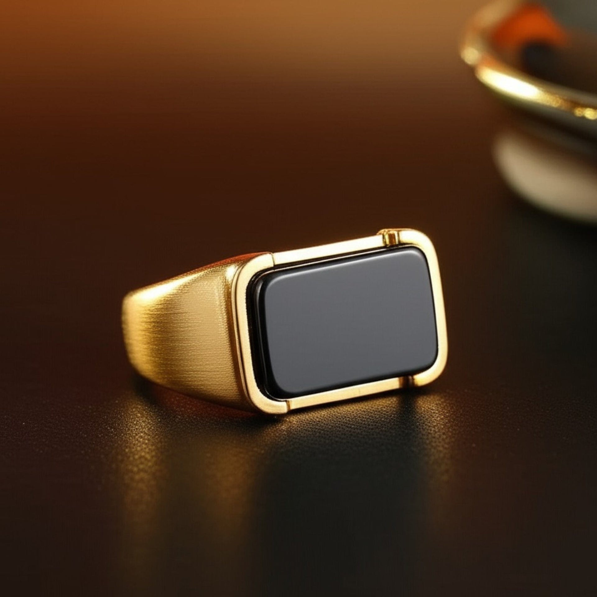 THE MEN THING Rings Royal Series - GOLDEN SPECTER RING - Pure Stainless Steel Men’s Steel-Plated Ring – Statement Luxury Jewelry (Size : 16-19-22)