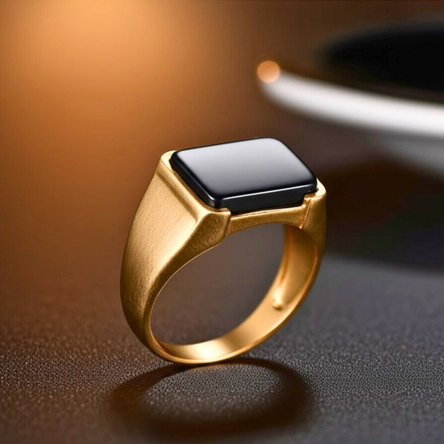 THE MEN THING Rings Royal Series - GOLDEN SPECTER RING - Pure Stainless Steel Men’s Steel-Plated Ring – Statement Luxury Jewelry (Size : 16-19-22)