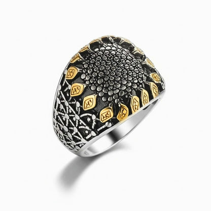 THE MEN THING Rings Royal Series - GOLDEN VORTEX RING - Pure Stainless Steel Men’s Steel-Gold-Plated Ring – Statement Luxury Jewelry (Size : 19-22-24-27)