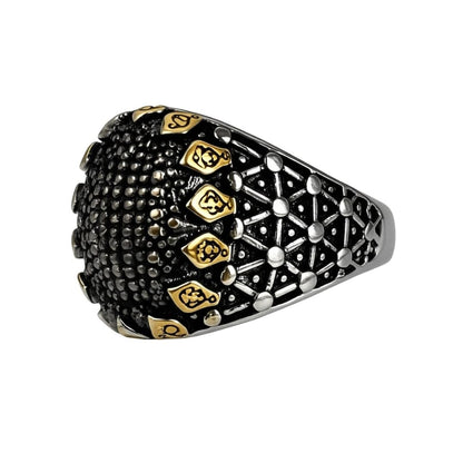 THE MEN THING Rings Royal Series - GOLDEN VORTEX RING - Pure Stainless Steel Men’s Steel-Gold-Plated Ring – Statement Luxury Jewelry (Size : 19-22-24-27)