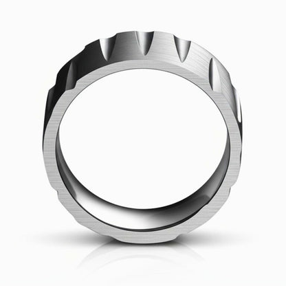THE MEN THING Rings Royal Series - GRAVIX EDGE RING - Pure Stainless Steel Men’s Steel-Plated Ring – Statement Luxury Jewelry (Size : 17-19-22-24-27)