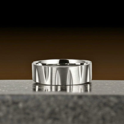 THE MEN THING Rings Royal Series - GRAVIX EDGE RING - Pure Stainless Steel Men’s Steel-Plated Ring – Statement Luxury Jewelry (Size : 17-19-22-24-27)