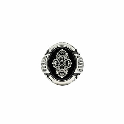 THE MEN THING Rings Royal Series - GRIDLOCK CREST RING - Pure Stainless Steel Men’s Steel-Plated Ring – Statement Luxury Jewelry (Size : - 16-17-18-20-21-24-26-27)