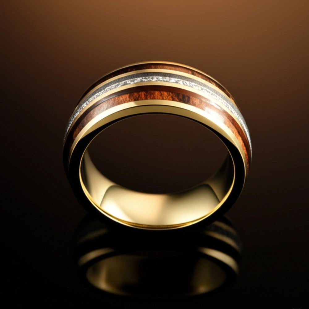 THE MEN THING Rings Royal Series - HELIOS CREST RING - Pure Stainless Steel Men’s Gold-Plated Ring – Statement Luxury Jewelry (Size : -17-19-23-25)