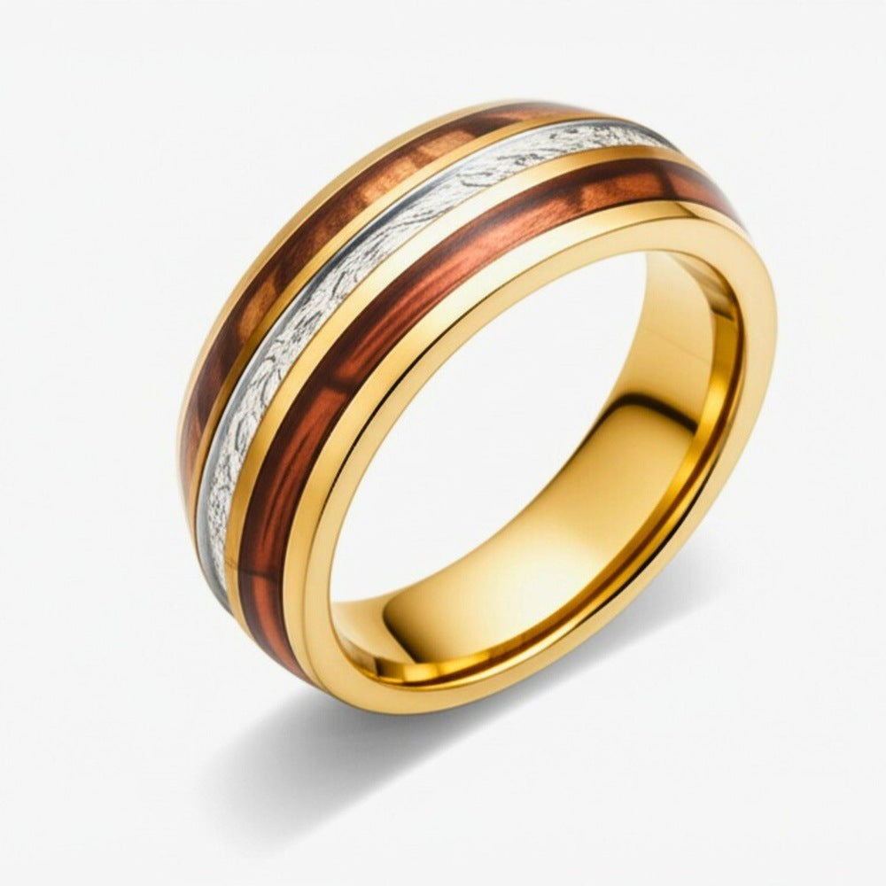 THE MEN THING Rings Royal Series - HELIOS CREST RING - Pure Stainless Steel Men’s Gold-Plated Ring – Statement Luxury Jewelry (Size : -17-19-23-25)