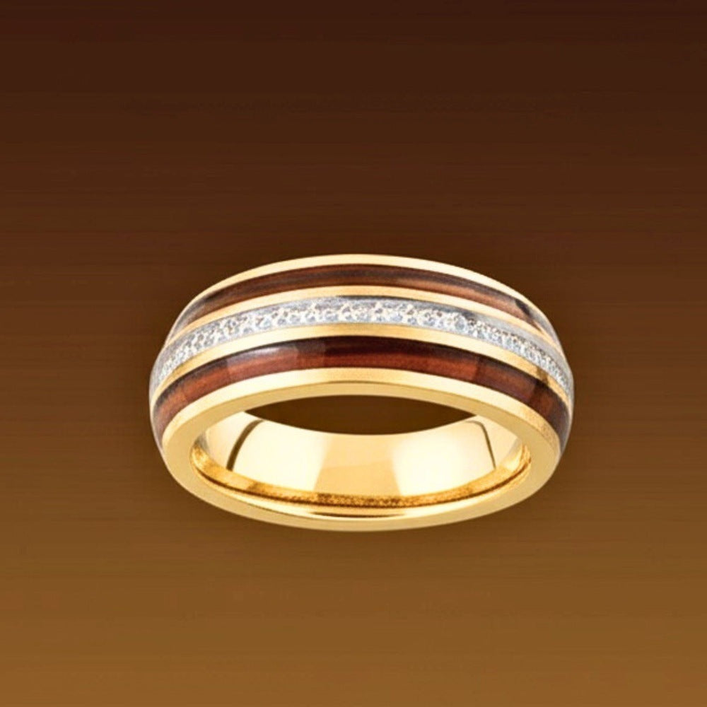 THE MEN THING Rings Royal Series - HELIOS CREST RING - Pure Stainless Steel Men’s Gold-Plated Ring – Statement Luxury Jewelry (Size : -17-19-23-25)
