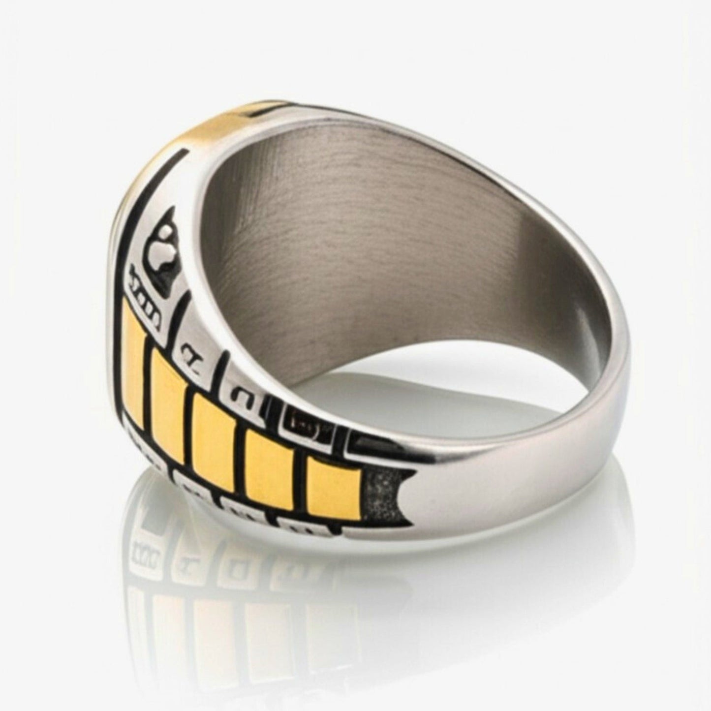 THE MEN THING Rings Royal Series - IMPERIUM LEGION RING - Pure Stainless Steel Men’s Steel-Gold-Plated Ring – Statement Luxury Jewelry (Size : 17-22-27)