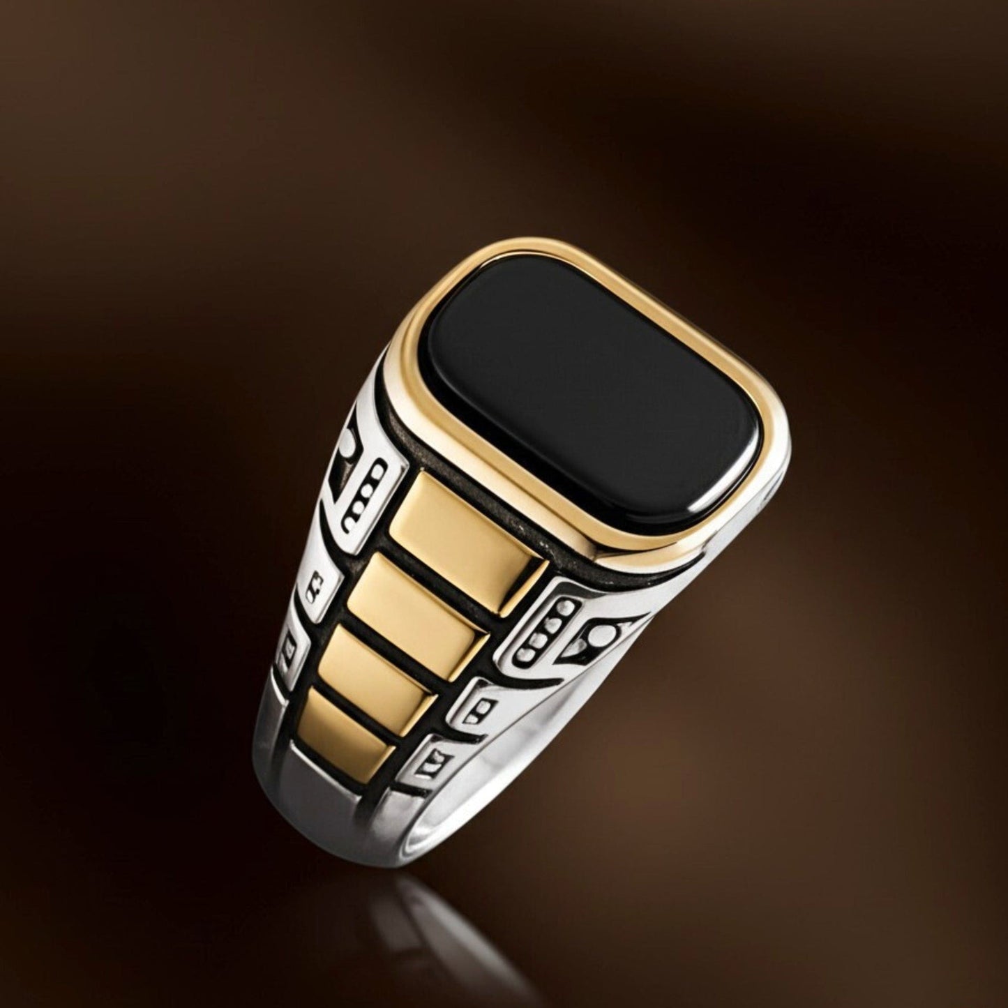 THE MEN THING Rings Royal Series - IMPERIUM LEGION RING - Pure Stainless Steel Men’s Steel-Gold-Plated Ring – Statement Luxury Jewelry (Size : 17-22-27)