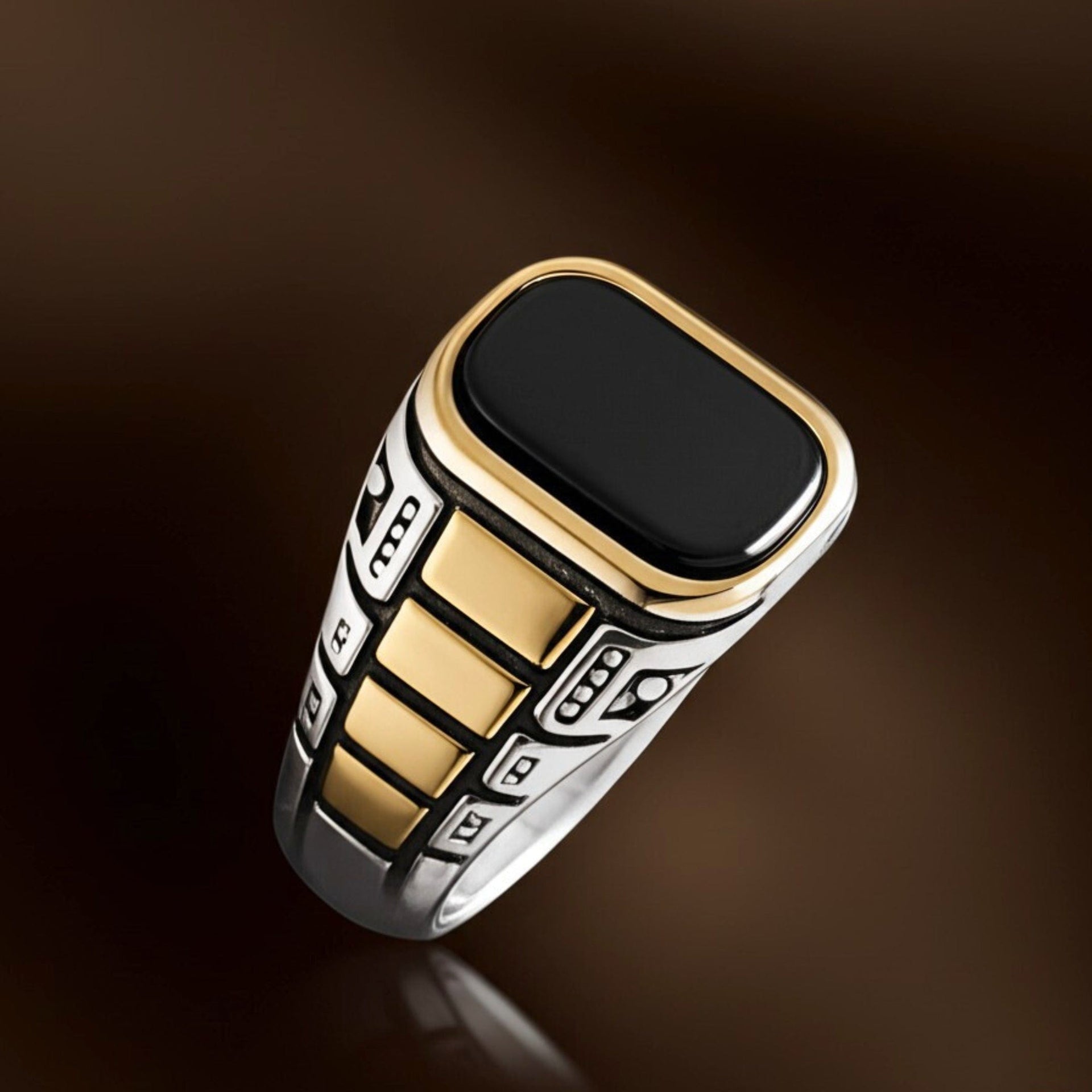 THE MEN THING Rings Royal Series - IMPERIUM LEGION RING - Pure Stainless Steel Men’s Steel-Gold-Plated Ring – Statement Luxury Jewelry (Size : 17-22-27)