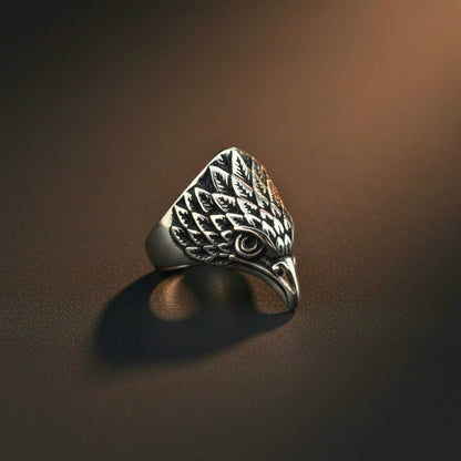 THE MEN THING Rings Royal Series - IRON HAWK RING - Pure Stainless Steel Men’s Steel-Plated Ring – Statement Luxury Jewelry (Size :15-18-20-25-26-28-30)
