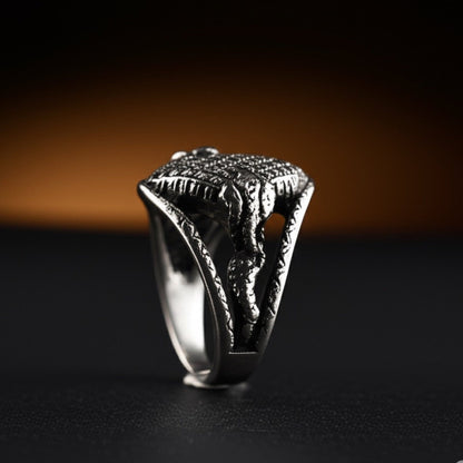 THE MEN THING Rings Royal Series - IRONCLUTCH RING - Pure Stainless Steel Men’s Gold-Plated Ring – Statement Luxury Jewelry (Size : -17-19-22-25-27)