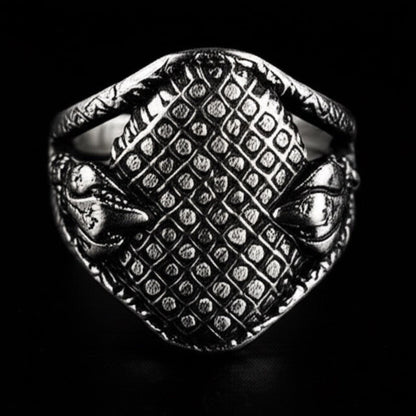 THE MEN THING Rings Royal Series - IRONCLUTCH RING - Pure Stainless Steel Men’s Gold-Plated Ring – Statement Luxury Jewelry (Size : -17-19-22-25-27)