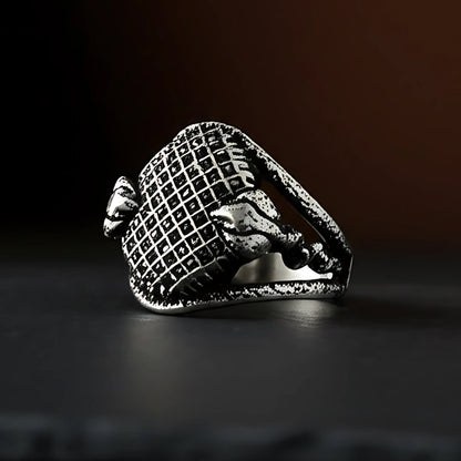 THE MEN THING Rings Royal Series - IRONCLUTCH RING - Pure Stainless Steel Men’s Gold-Plated Ring – Statement Luxury Jewelry (Size : -17-19-22-25-27)