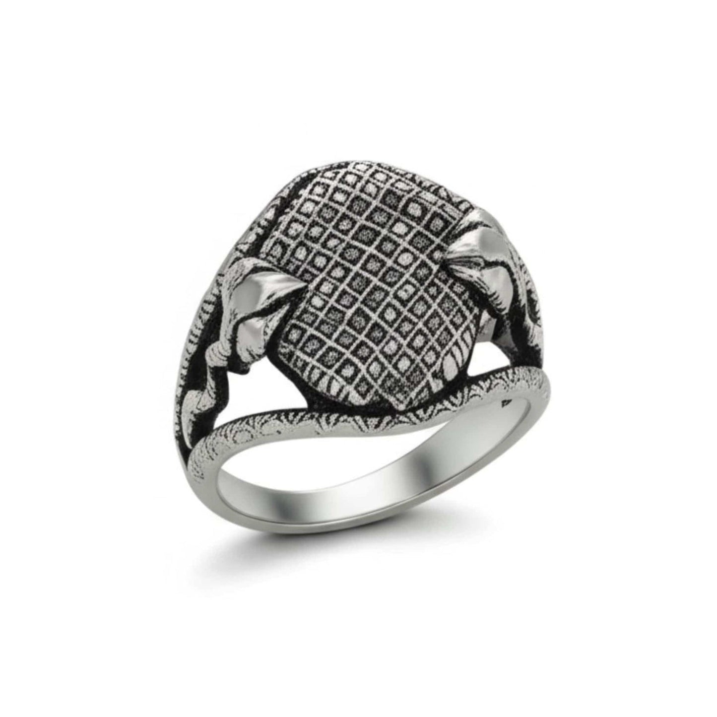 THE MEN THING Rings Royal Series - IRONCLUTCH RING - Pure Stainless Steel Men’s Gold-Plated Ring – Statement Luxury Jewelry (Size : -17-19-22-25-27)