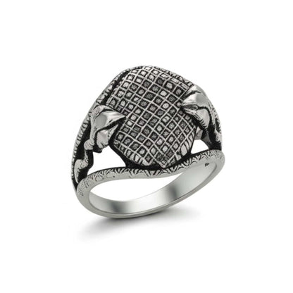 THE MEN THING Rings Royal Series - IRONCLUTCH RING - Pure Stainless Steel Men’s Gold-Plated Ring – Statement Luxury Jewelry (Size : -17-19-22-25-27)