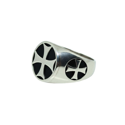THE MEN THING Rings Royal Series - KNIGHT TEMPLAR RING - Pure Stainless Steel Men’s Steel-Plated Ring – Statement Luxury Jewelry (Size : 16-18-21-23-28-31)
