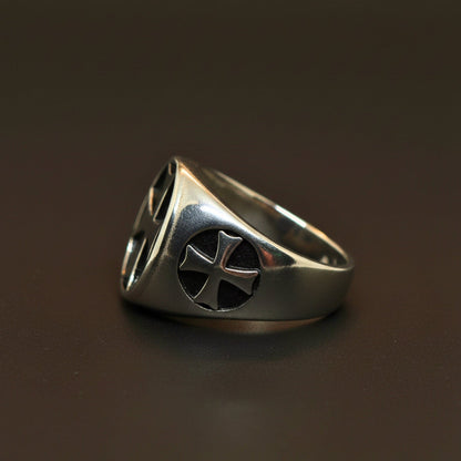 THE MEN THING Rings Royal Series - KNIGHT TEMPLAR RING - Pure Stainless Steel Men’s Steel-Plated Ring – Statement Luxury Jewelry (Size : 16-18-21-23-28-31)