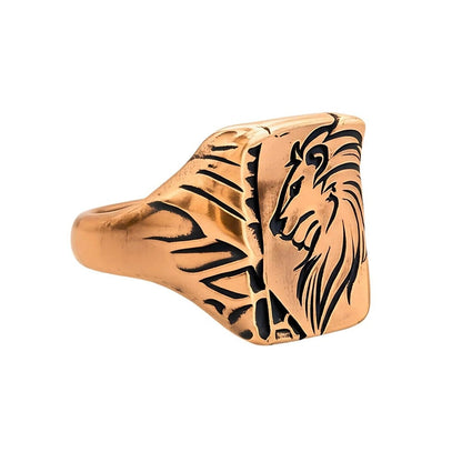 THE MEN THING Rings Royal Series - LION FLARE RING - Pure Stainless Steel Men’s Rose Gold-Plated Ring – Statement Luxury Jewelry (Size : 19-21-23)