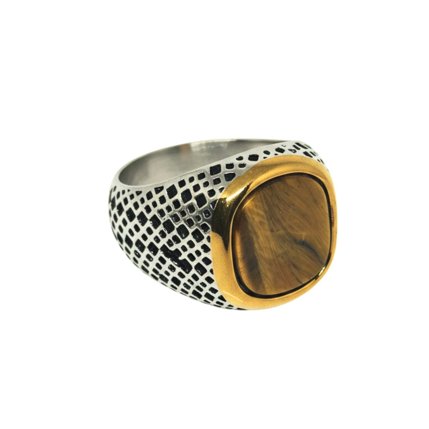 THE MEN THING Rings Royal Series - LUNAR EMBER RING - Pure Stainless Steel Men’s Steel-Gold-Plated Ring – Statement Luxury Jewelry (Size :15-16-17-18-21-22-23-25-26-27-28)