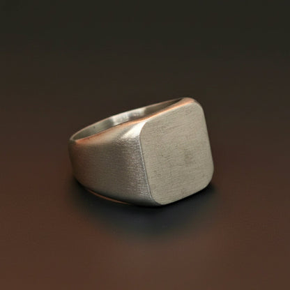 THE MEN THING Rings Royal Series - MATTE SQUARE SIGNET RING - Pure Stainless Steel Men’s Steel-Plated Ring – Statement Luxury Jewelry (Size :15-16-18-19-21-22-25-30)