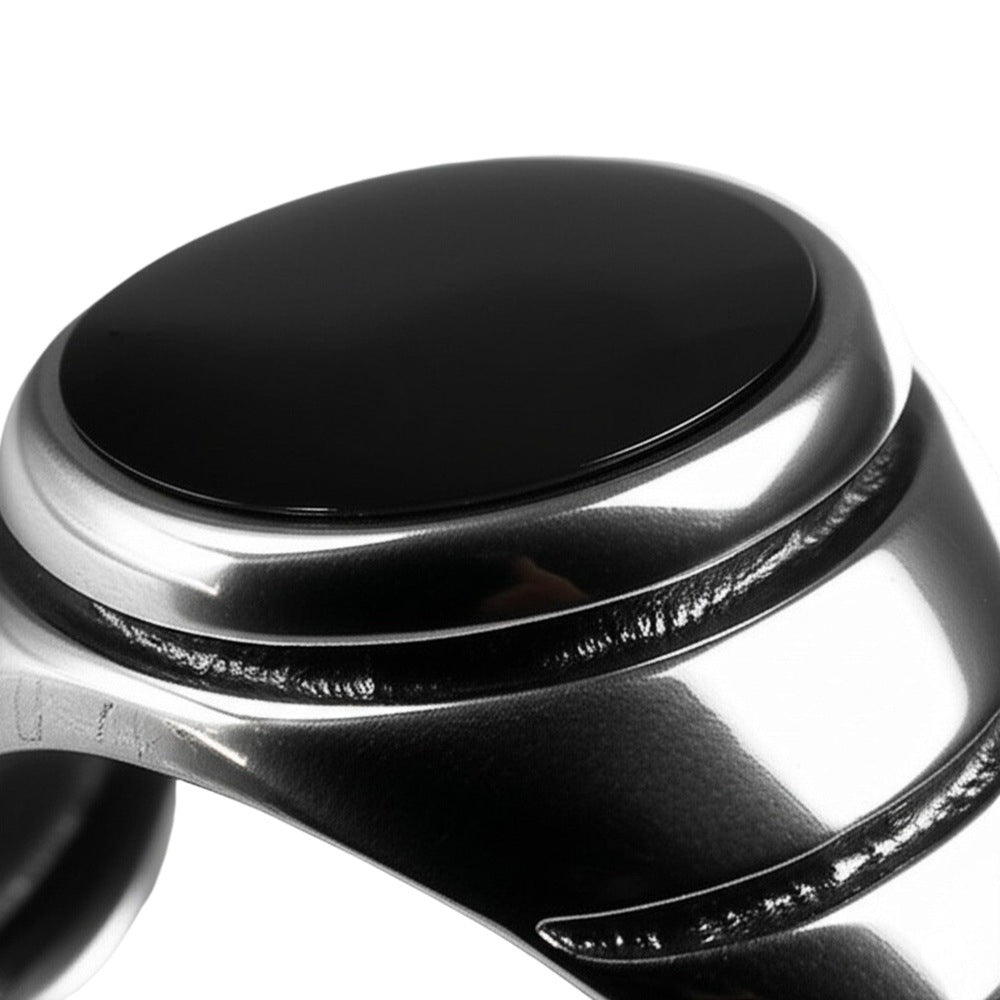 THE MEN THING Rings Royal Series - MIDNIGHT CITADEL RING - Pure Stainless Steel Men’s Steel-Plated Ring – Statement Luxury Jewelry (Size : 21-27)