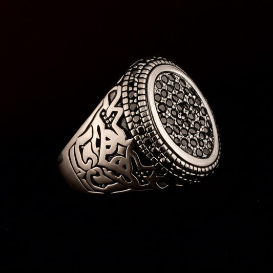 THE MEN THING Rings Royal Series - MIDNIGHT CREST RING - Pure Stainless Steel Men’s Steel-Plated Ring – Statement Luxury Jewelry (Size : 21-26)