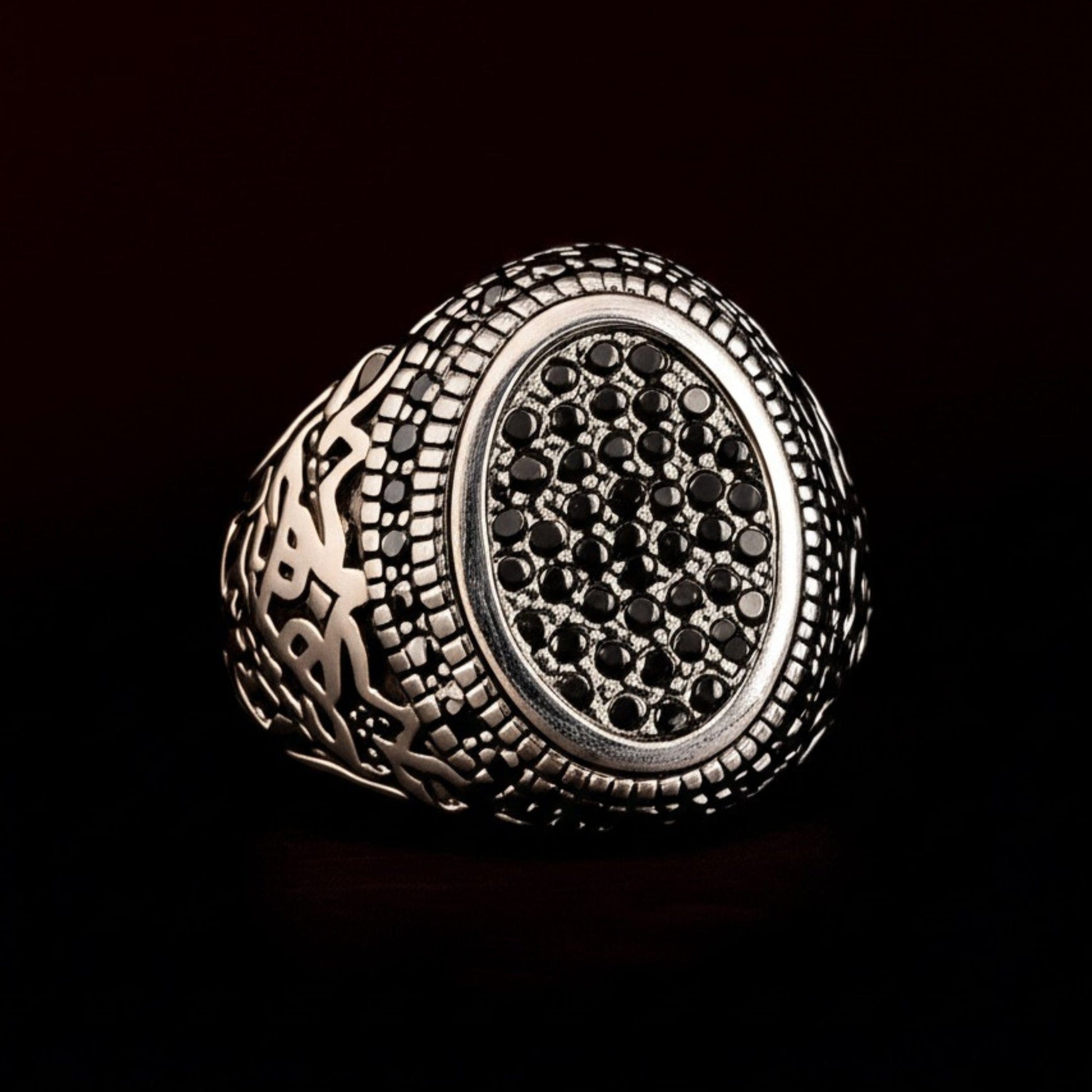 THE MEN THING Rings Royal Series - MIDNIGHT CREST RING - Pure Stainless Steel Men’s Steel-Plated Ring – Statement Luxury Jewelry (Size : 21-26)