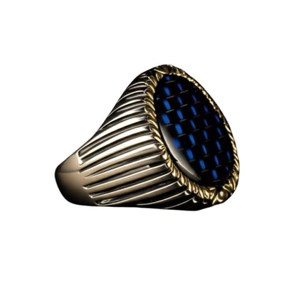 THE MEN THING Rings Royal Series - MIDNIGHT MATRIX RING - Pure Stainless Steel Men’s Steel-Gold-Plated Ring – Statement Luxury Jewelry (Size : 19-21-23)
