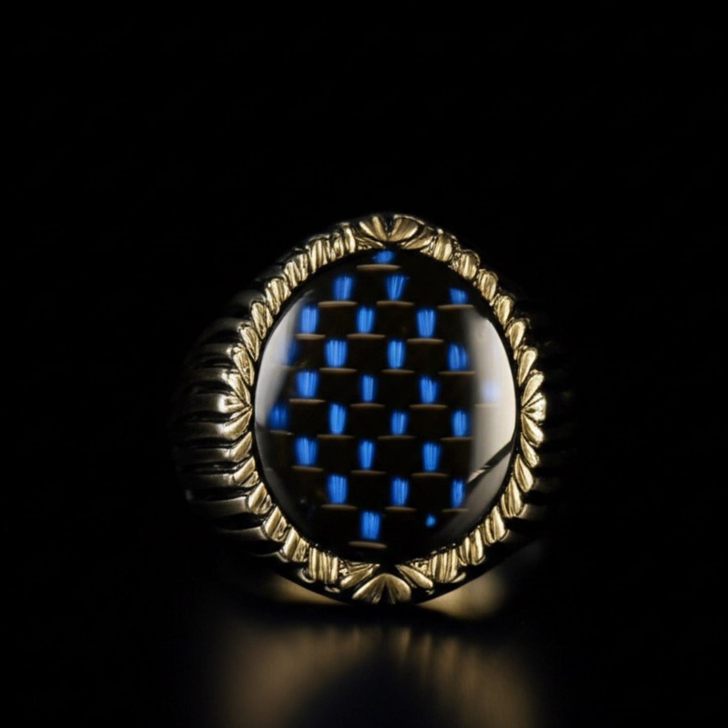 THE MEN THING Rings Royal Series - MIDNIGHT MATRIX RING - Pure Stainless Steel Men’s Steel-Gold-Plated Ring – Statement Luxury Jewelry (Size : 19-21-23)
