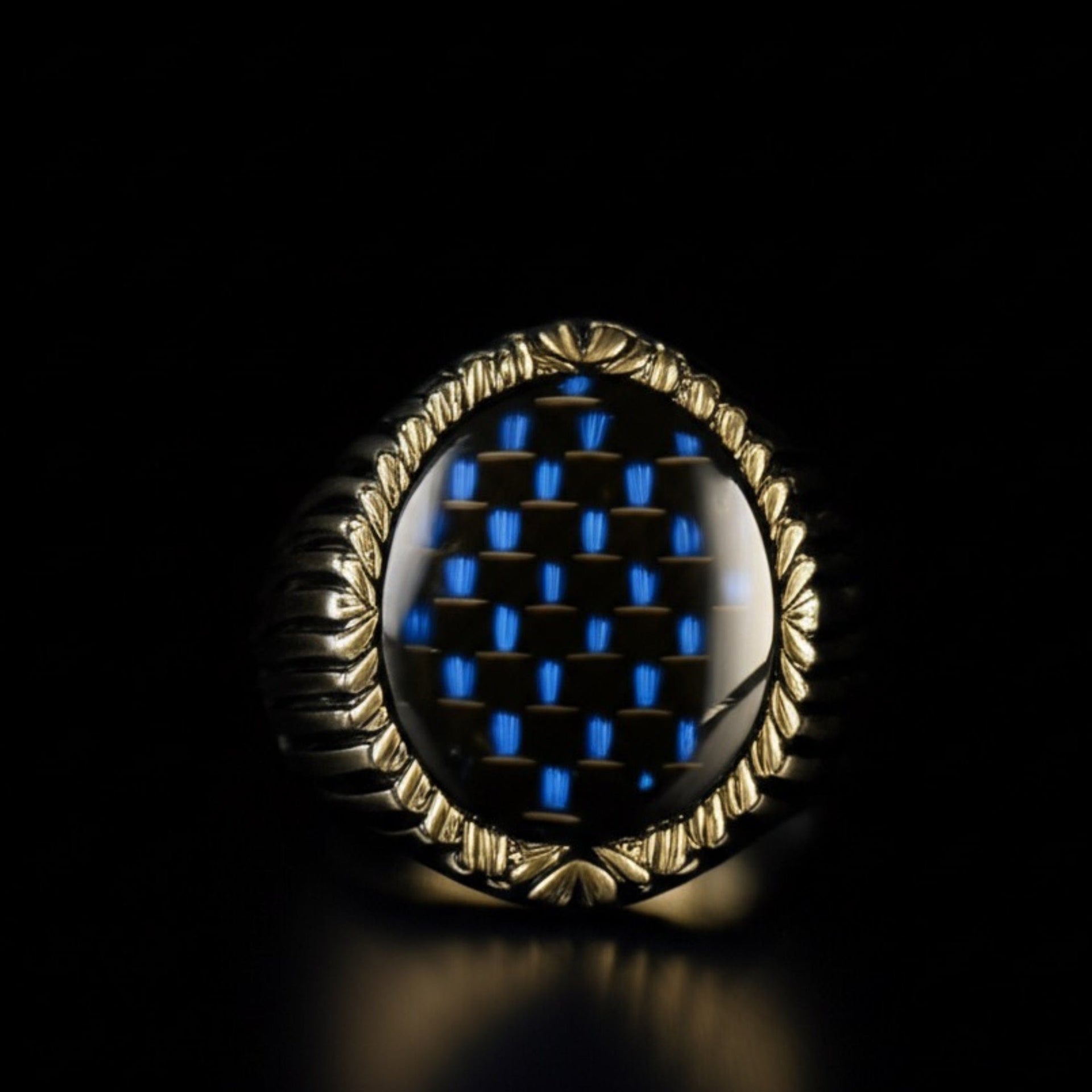 THE MEN THING Rings Royal Series - MIDNIGHT MATRIX RING - Pure Stainless Steel Men’s Steel-Gold-Plated Ring – Statement Luxury Jewelry (Size : 19-21-23)