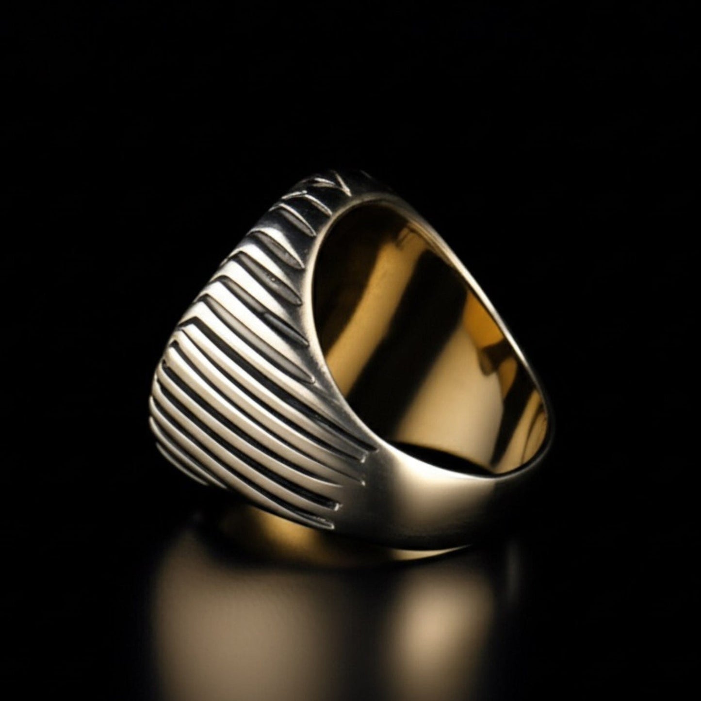 THE MEN THING Rings Royal Series - MIDNIGHT MATRIX RING - Pure Stainless Steel Men’s Steel-Gold-Plated Ring – Statement Luxury Jewelry (Size : 19-21-23)