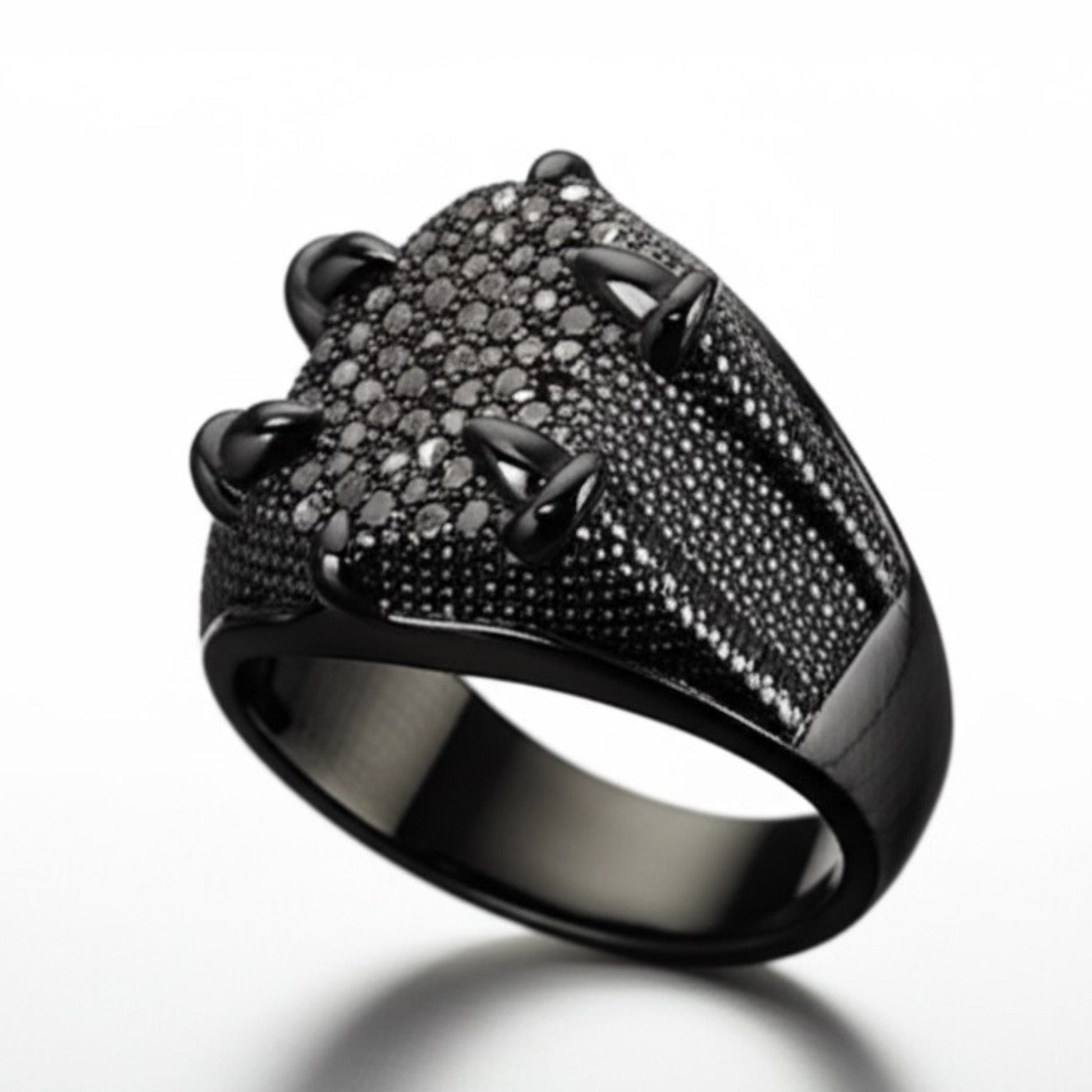 THE MEN THING Rings Royal Series - MIDNIGHT TALON RING - Pure Stainless Steel Men’s Black-Plated Ring – Statement Luxury Jewelry (Size : 19-22-24)