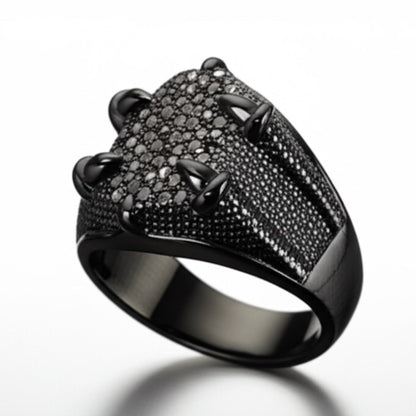 THE MEN THING Rings Royal Series - MIDNIGHT TALON RING - Pure Stainless Steel Men’s Black-Plated Ring – Statement Luxury Jewelry (Size : 19-22-24)
