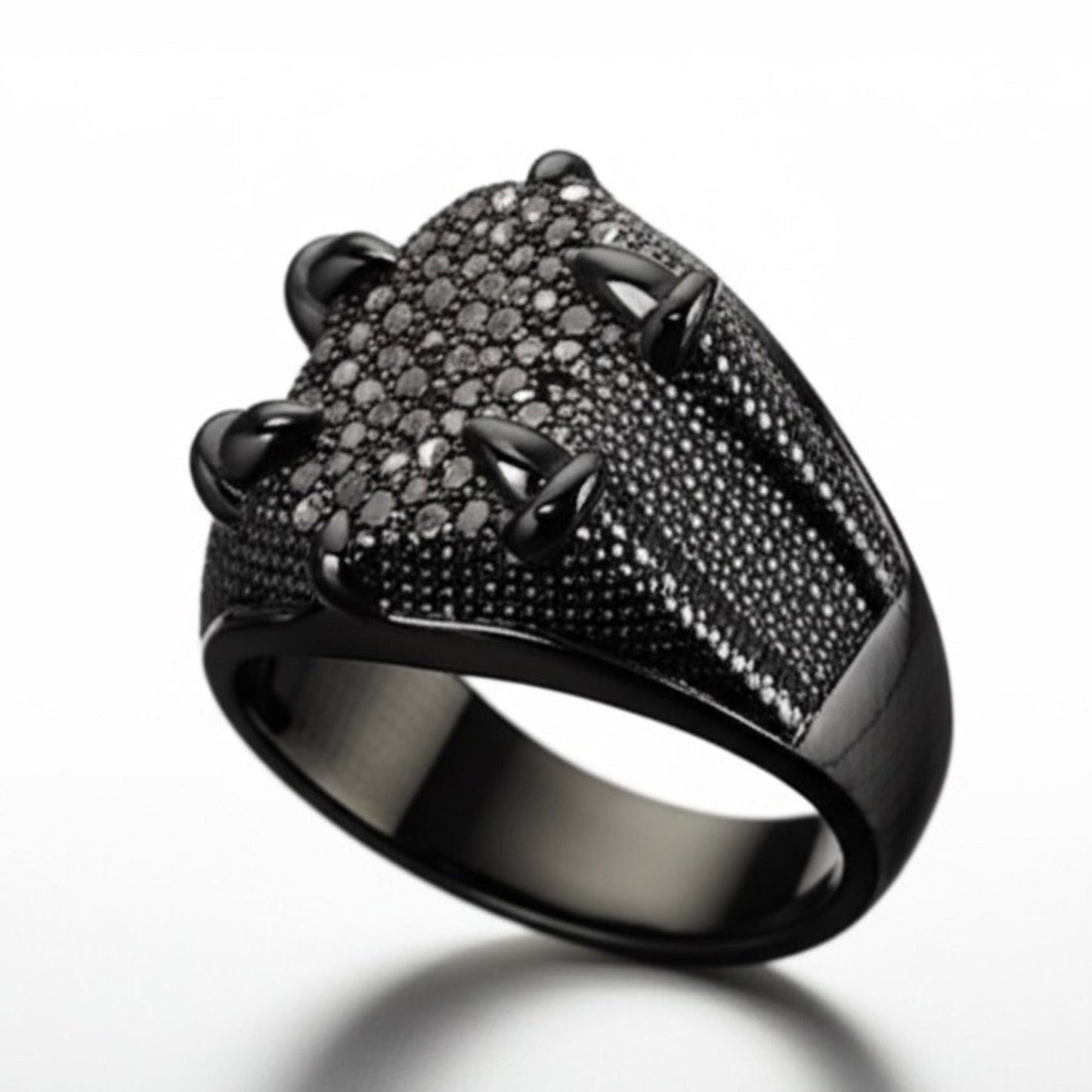 THE MEN THING Rings Royal Series - MIDNIGHT TALON RING - Pure Stainless Steel Men’s Black-Plated Ring – Statement Luxury Jewelry (Size : 19-22-24)