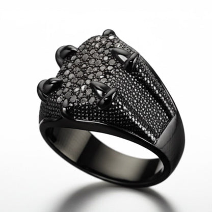 THE MEN THING Rings Royal Series - MIDNIGHT TALON RING - Pure Stainless Steel Men’s Black-Plated Ring – Statement Luxury Jewelry (Size : 19-22-24)