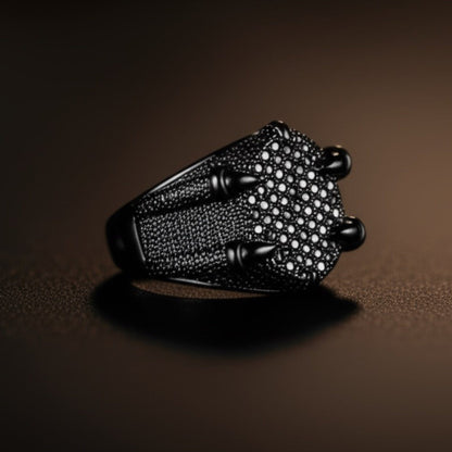 THE MEN THING Rings Royal Series - MIDNIGHT TALON RING - Pure Stainless Steel Men’s Black-Plated Ring – Statement Luxury Jewelry (Size : 19-22-24)