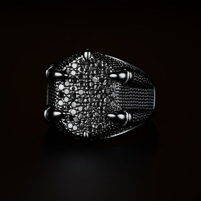 THE MEN THING Rings Royal Series - MIDNIGHT TALON RING - Pure Stainless Steel Men’s Black-Plated Ring – Statement Luxury Jewelry (Size : 19-22-24)