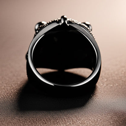 THE MEN THING Rings Royal Series - MIDNIGHT TALON RING - Pure Stainless Steel Men’s Black-Plated Ring – Statement Luxury Jewelry (Size : 19-22-24)