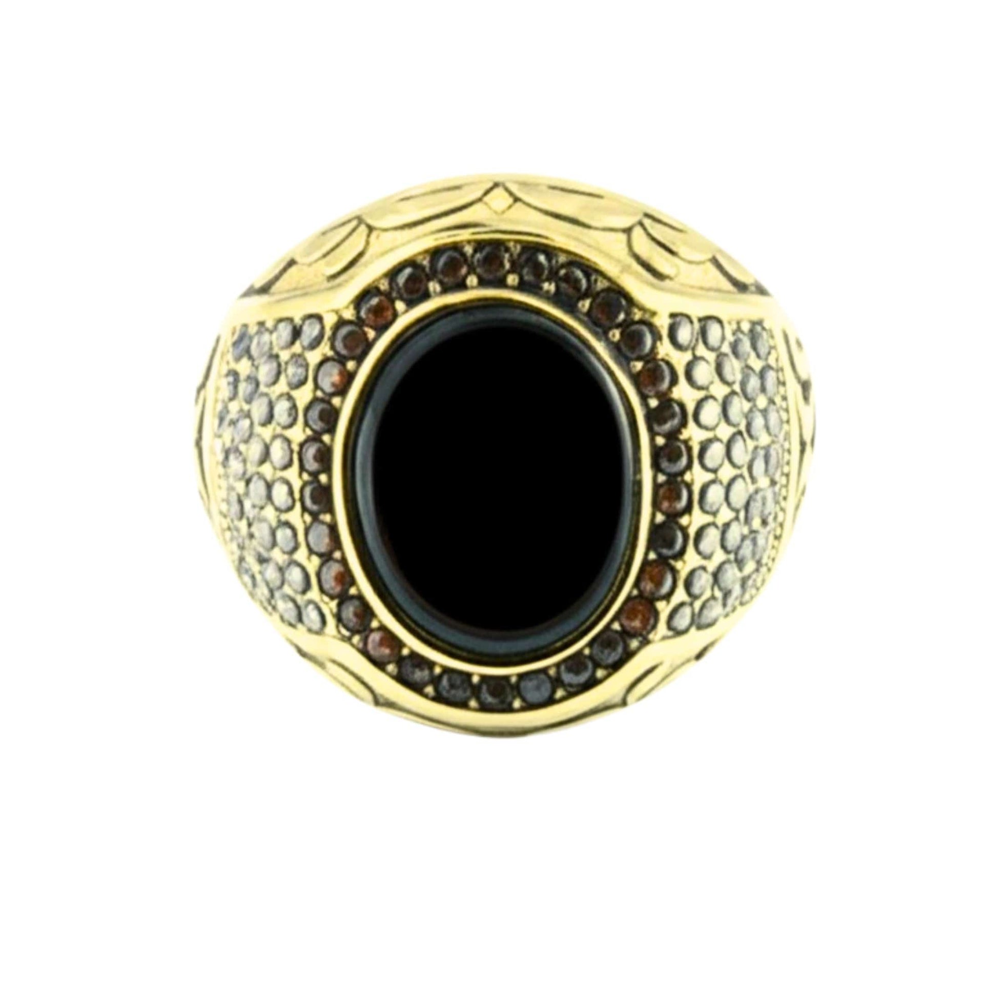 THE MEN THING Rings Royal Series - MIDNIGHT THRONE RING - Pure Stainless Steel Men’s Steel-Gold-Plated Ring – Statement Luxury Jewelry (Size : 16-17-22-26-27)