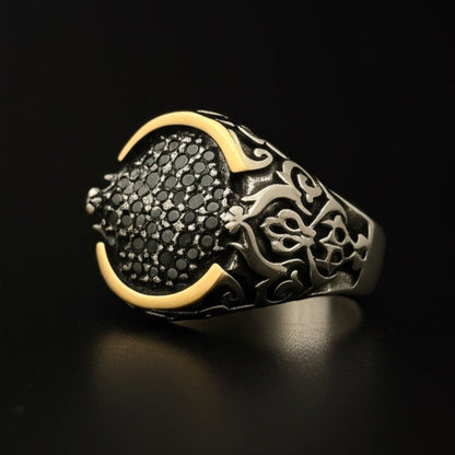 THE MEN THING Rings Royal Series - MYSTIC FANG RING - Pure Stainless Steel Men’s Steel-Gold-Plated Ring – Statement Luxury Jewelry (Size : 19-22-24)