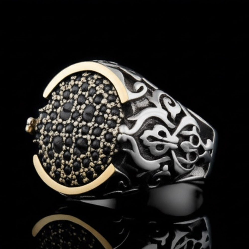 THE MEN THING Rings Royal Series - MYSTIC FANG RING - Pure Stainless Steel Men’s Steel-Gold-Plated Ring – Statement Luxury Jewelry (Size : 19-22-24)