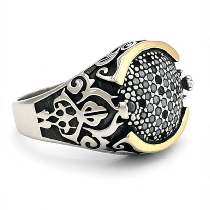 THE MEN THING Rings Royal Series - MYSTIC FANG RING - Pure Stainless Steel Men’s Steel-Gold-Plated Ring – Statement Luxury Jewelry (Size : 19-22-24)