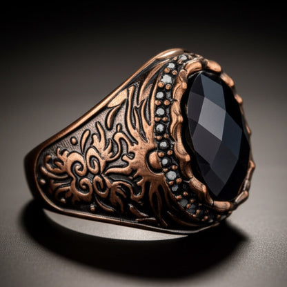 THE MEN THING Rings Royal Series - MYSTIC FORGE RING - Pure Stainless Steel Men’s Rose Gold-Plated Ring – Statement Luxury Jewelry (Size : 19-22-23)