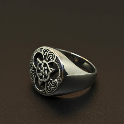 THE MEN THING Rings Royal Series - MYTHIC GUARDIAN SIGNET RING - Pure Stainless Steel Men’s Steel-Plated Ring – Statement Luxury Jewelry (Size :16-19-21-24-28-29-31)