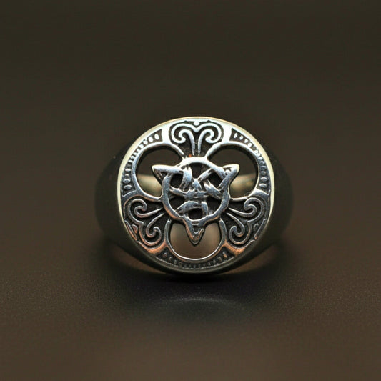 THE MEN THING Rings Royal Series - MYTHIC GUARDIAN SIGNET RING - Pure Stainless Steel Men’s Steel-Plated Ring – Statement Luxury Jewelry (Size :16-19-21-24-28-29-31)
