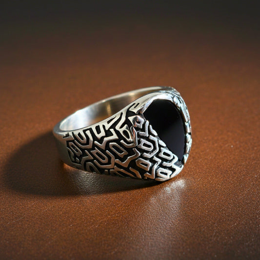 The Men Thing Rings Royal Series - NIGHT GRIM RING - Pure Stainless Steel Men’s Steel-Plated Ring – Statement Luxury Jewelry (Size : 17-21-27)